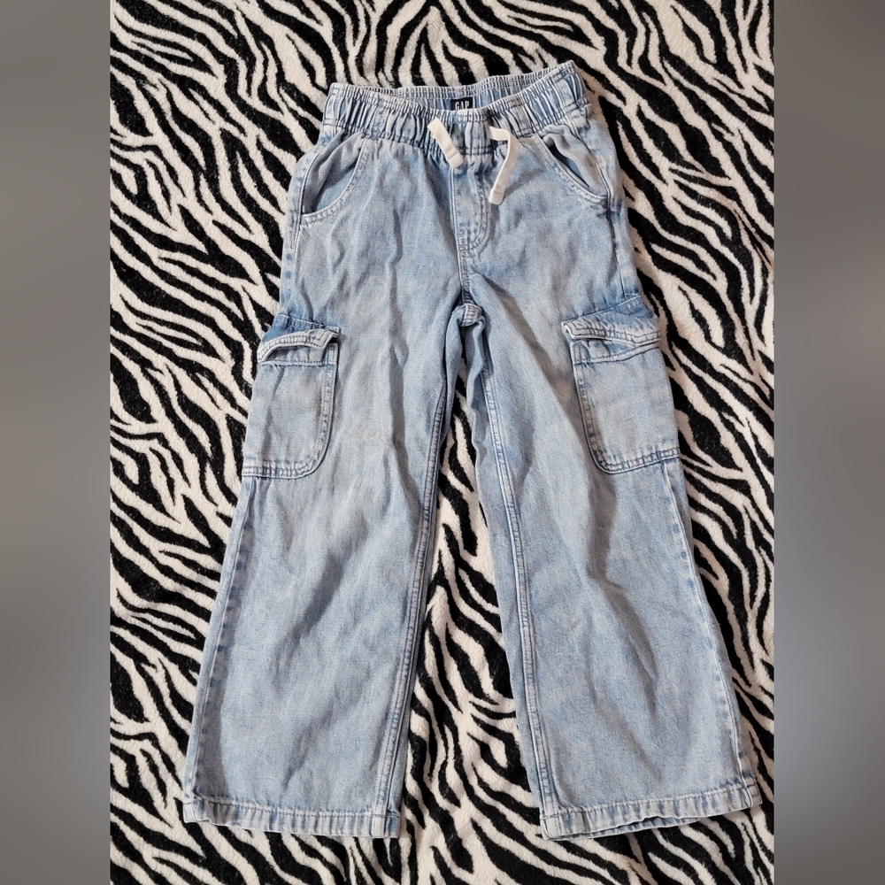 GAP Denim "Easy Wide-Leg" Cargo Jeans 👖 Medium Size 8-9 Years Girl